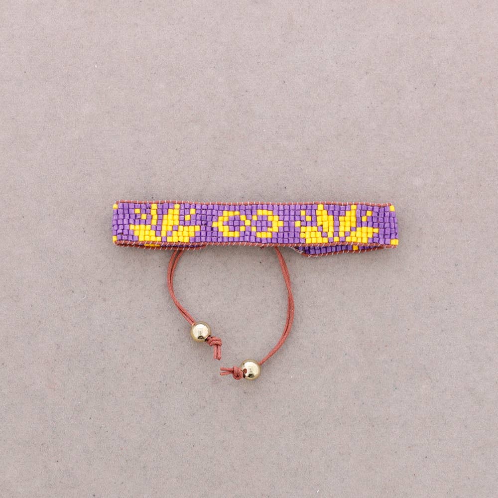 Purple Macramé Beaded Bracelet