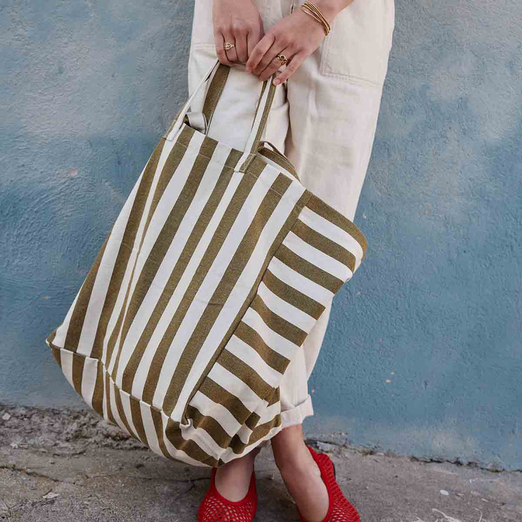 Olive Stripes Elisa Tote Bag