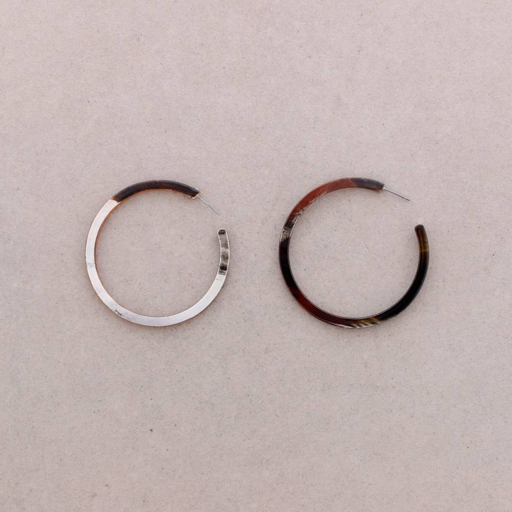 Brown Resin Hoop Earrings