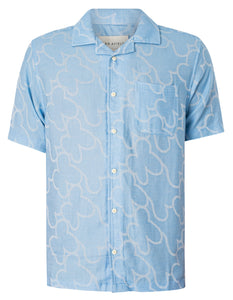 Stachio Allure Blue Lace Jacquard Short Sleeve Shirt