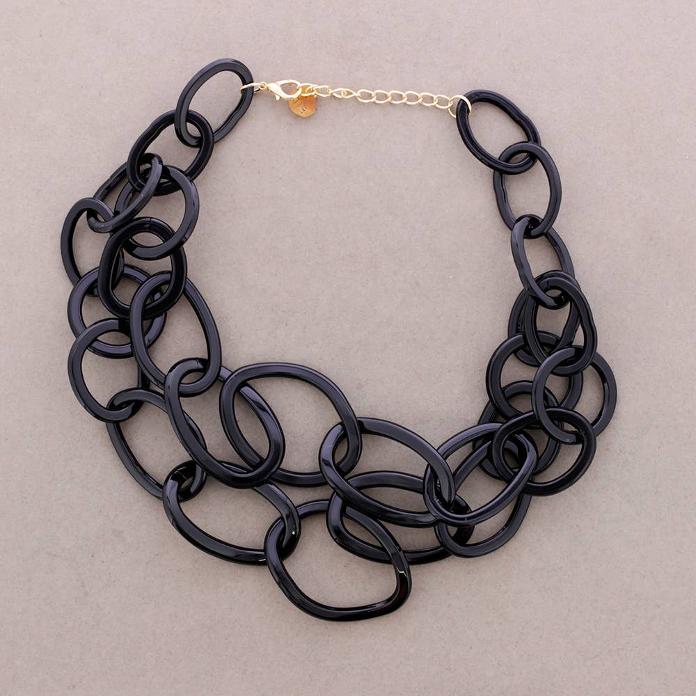 Double Link Choker Necklace Black