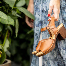 Cognac Peep Toe Heeled Clogs