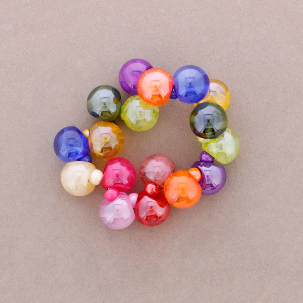 Multicolour Elastic Bracelet with Resin Bead Balls