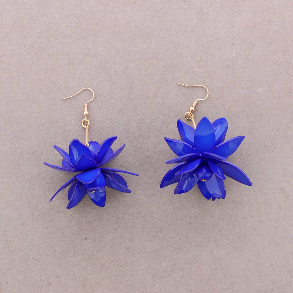 Dangling Flower Earrings Azul Eléctrico