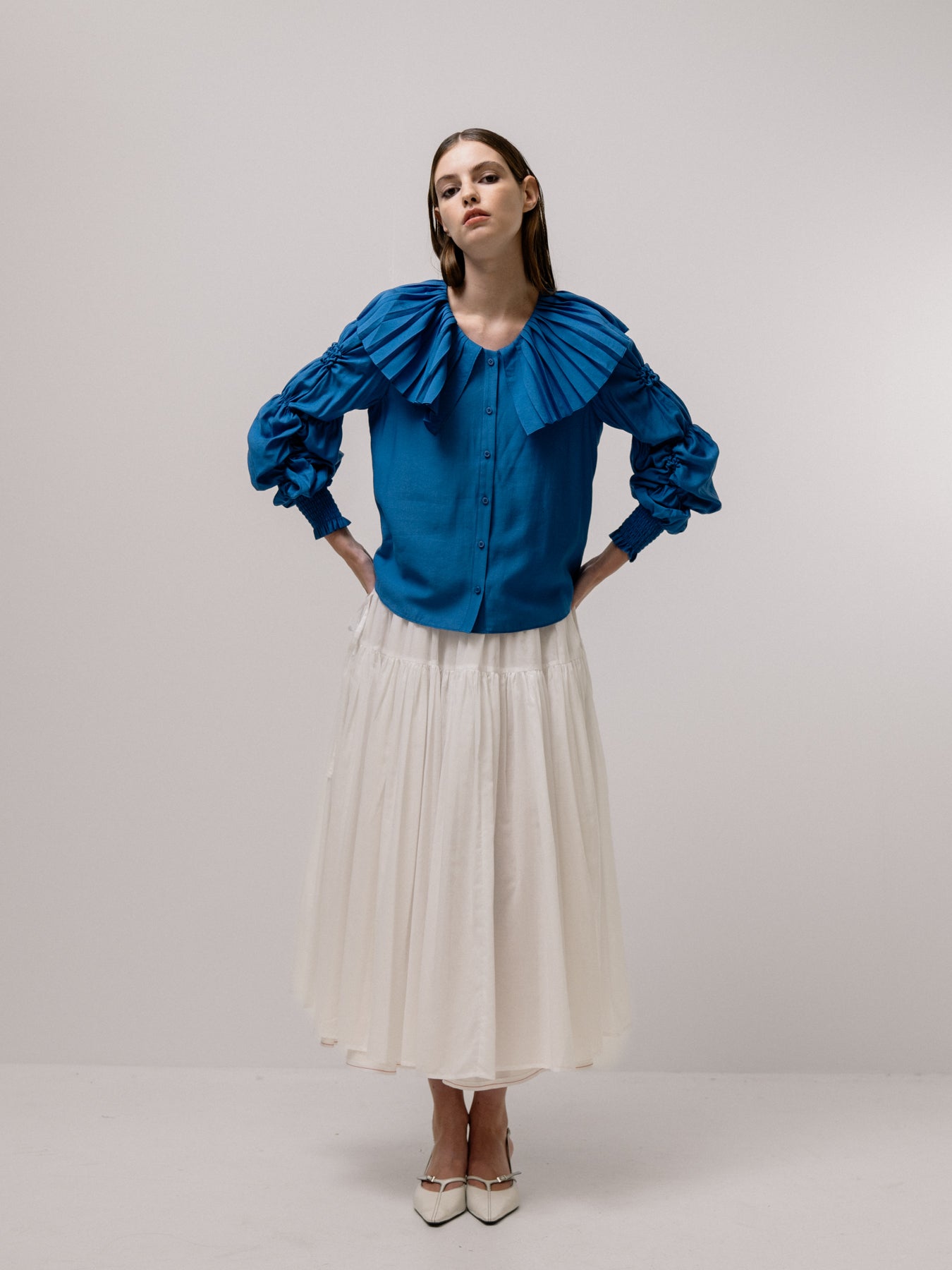 Blue Lapel Blouse