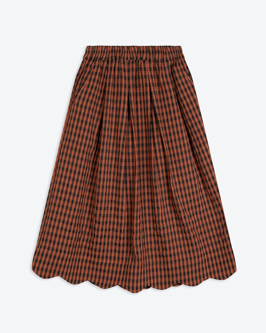 Tan Check Scallop Skirt
