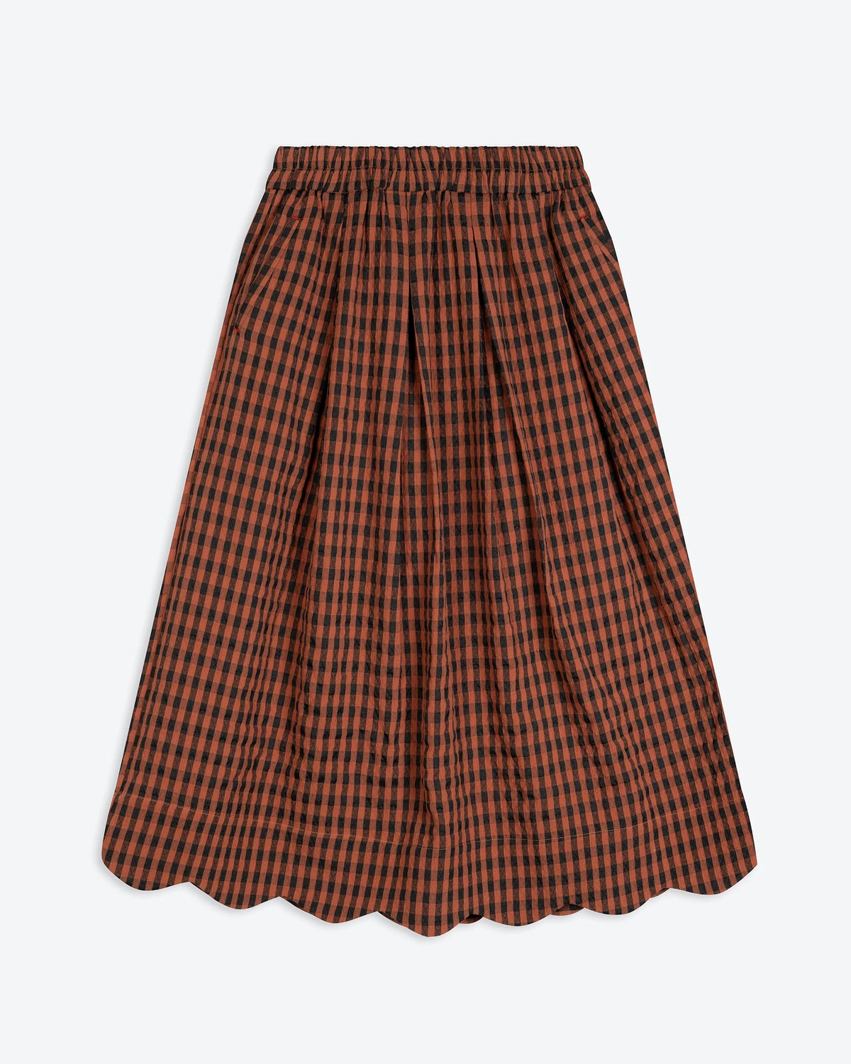 Tan Check Scallop Skirt