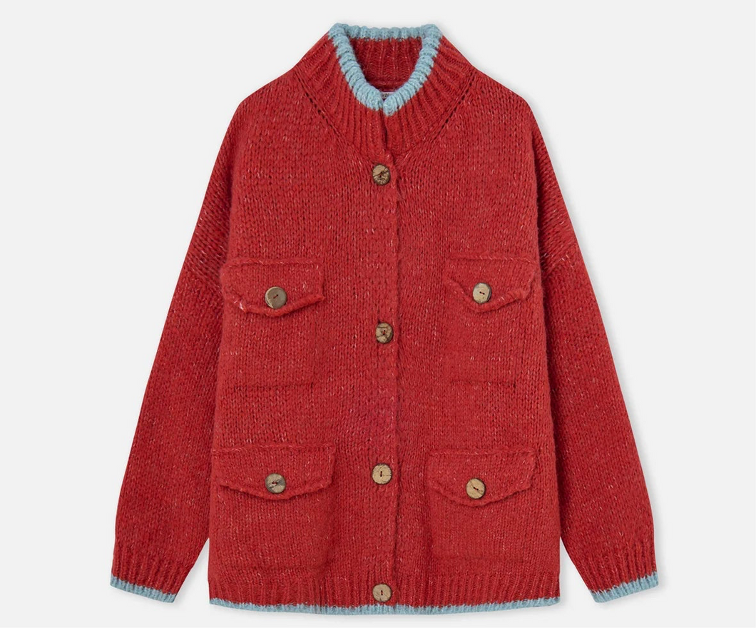 Boom Boom Red Cardigan - Last One (size M/L fits 10-14)