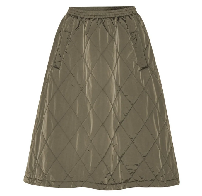 Quilted Army Green Skirt