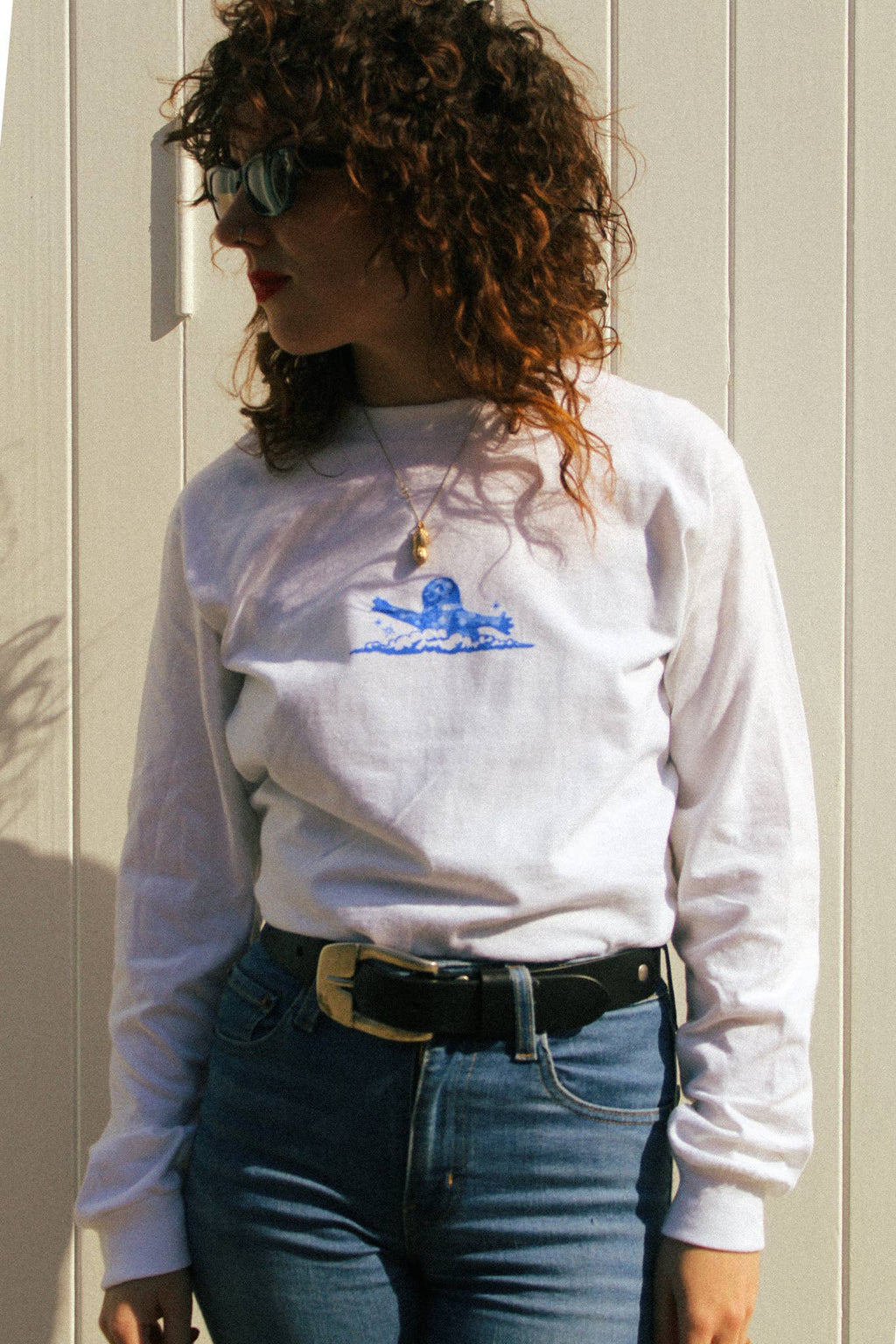 Blobby Front Print White Longsleeve