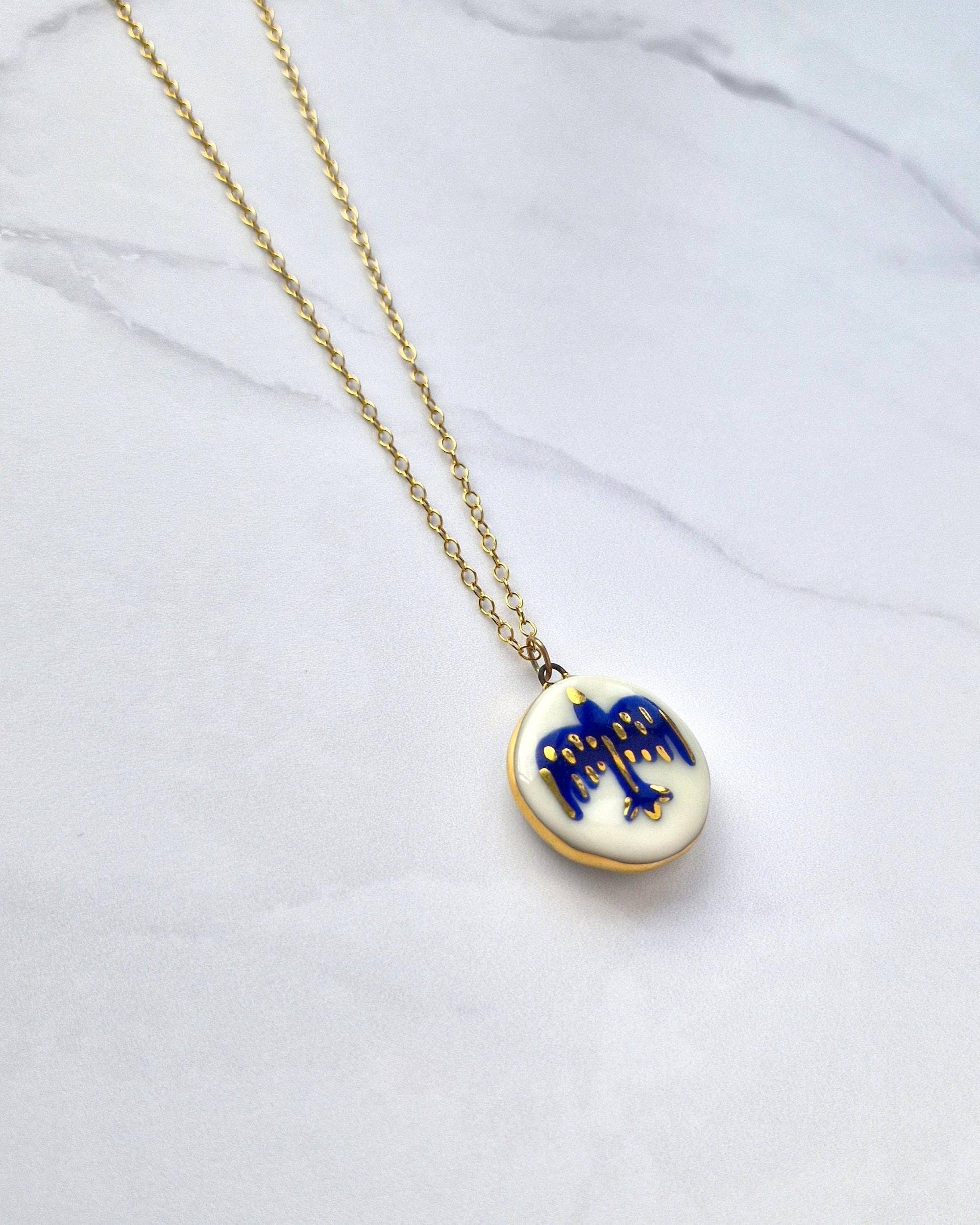 Hand Painted Porcelain Pendant Necklace