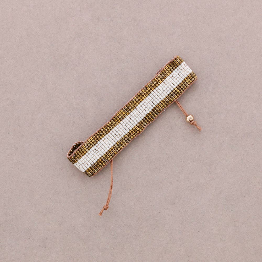 Macramé Beaded Bracelet Beige