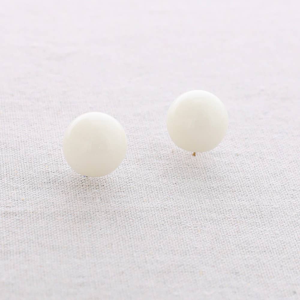 Rounded Steel Earrings Beige