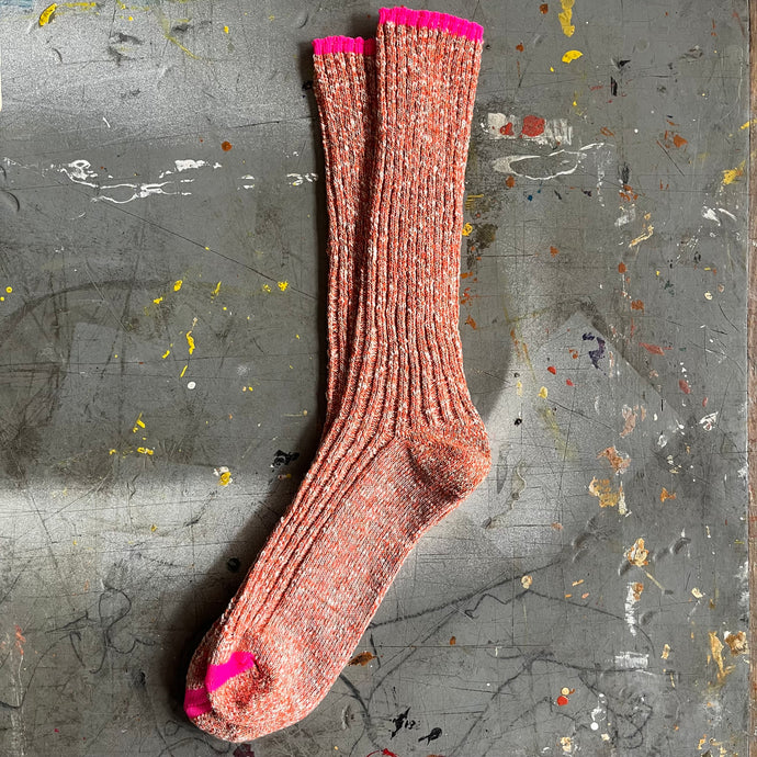 Peach Pink Fluorescent Socks