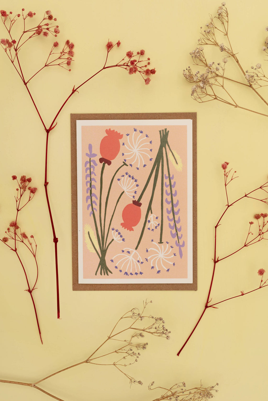 Peach All Occasions Dried Flower Card