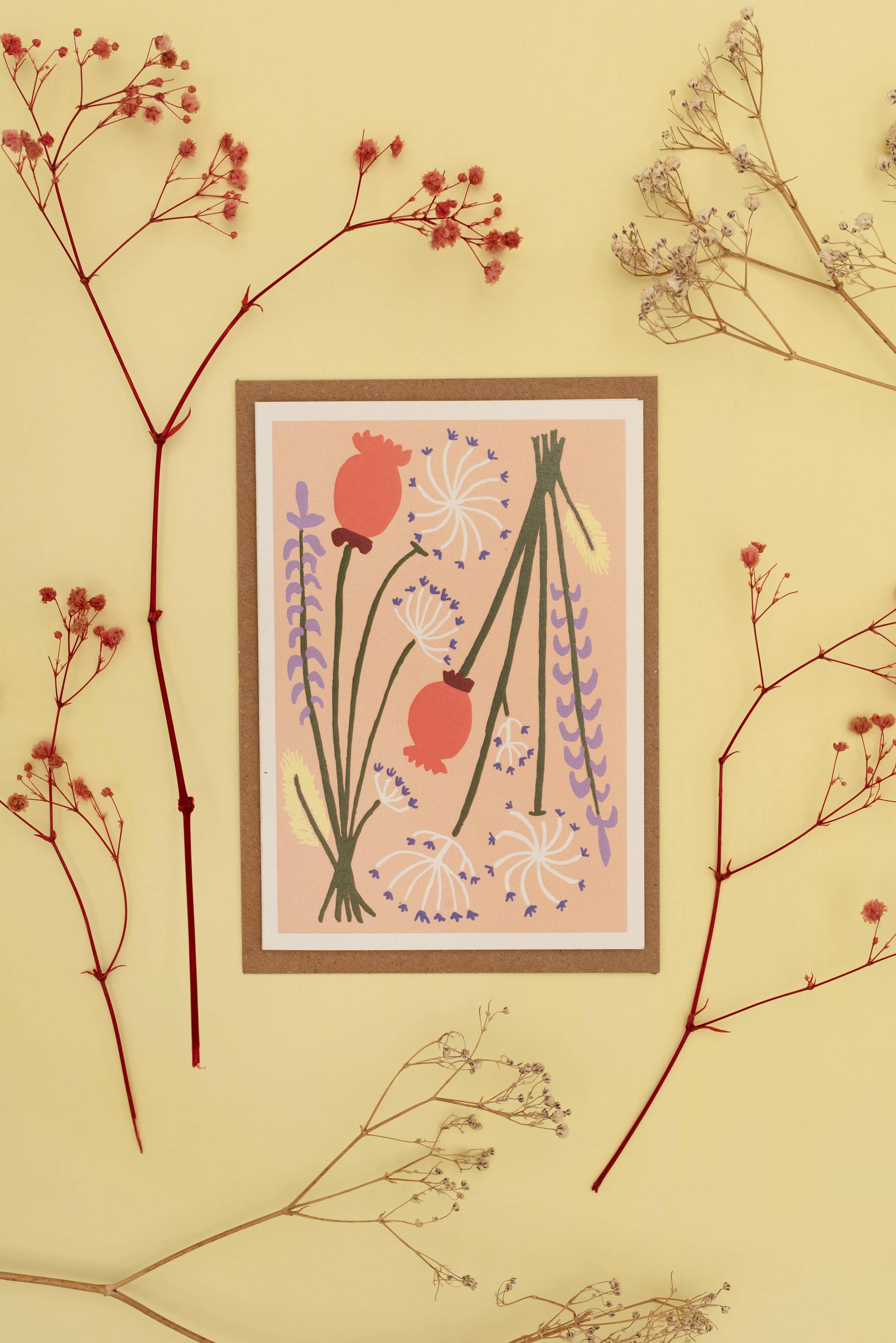 Peach All Occasions Dried Flower Card