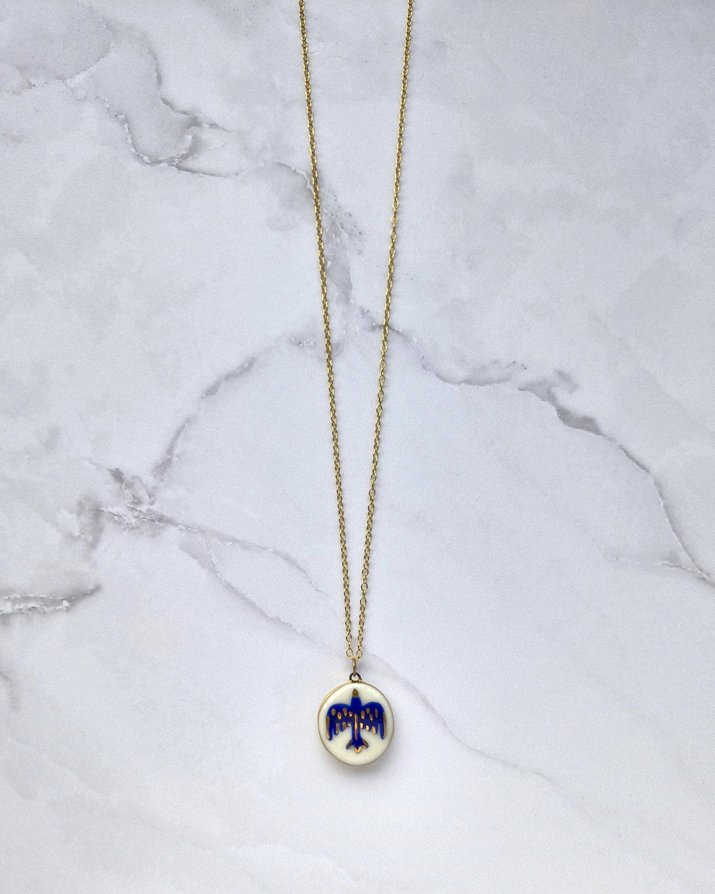 Hand Painted Porcelain Pendant Necklace