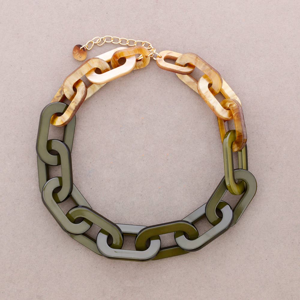 Bicolor Resin Link Choker Blue