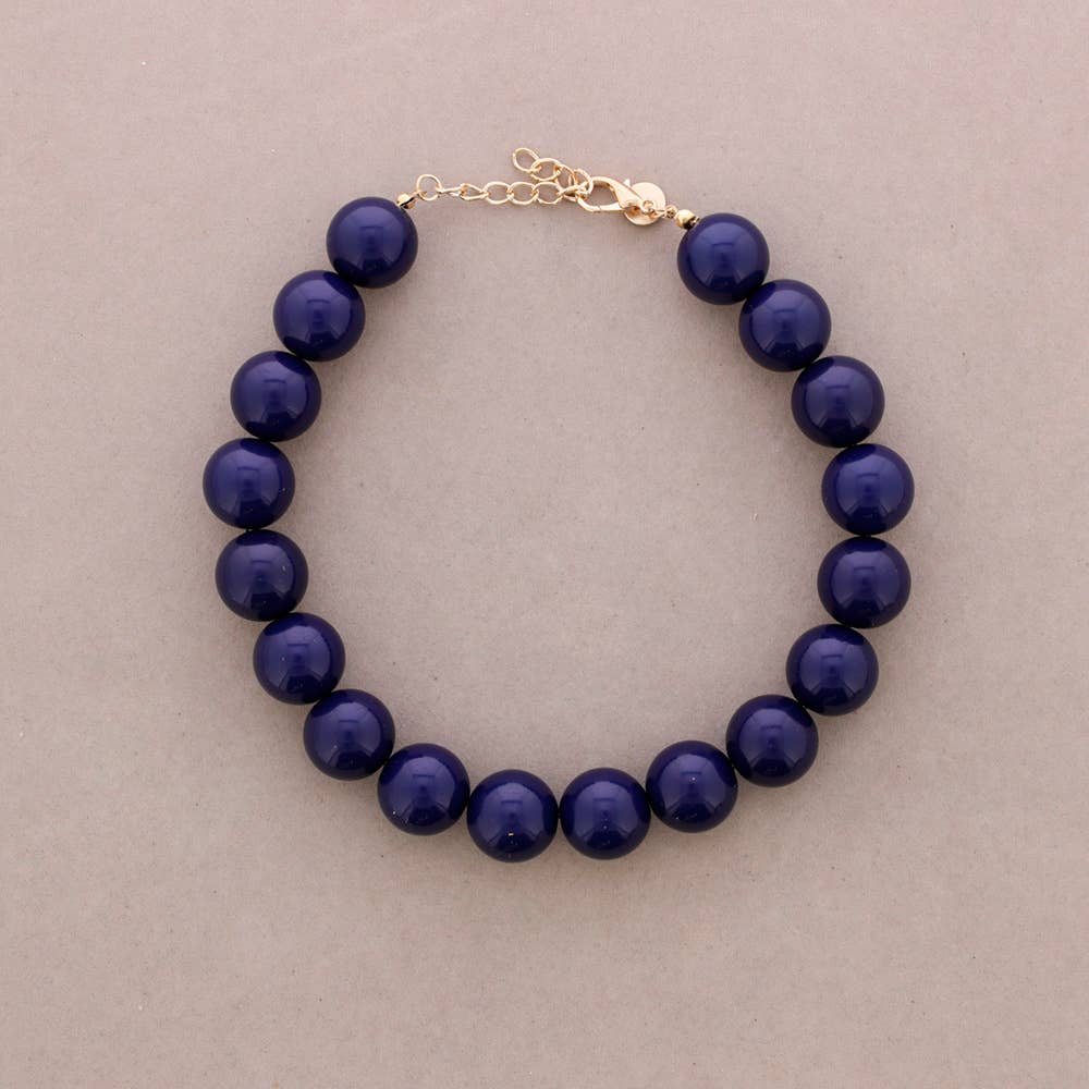 Resin Ball Bead Choker Azul