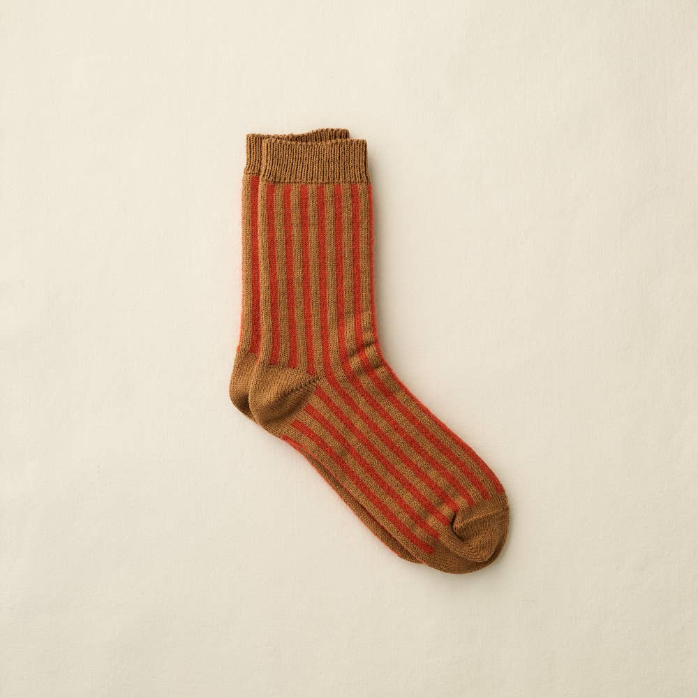 Organic Cotton Mohair Stripes Socks - Orange