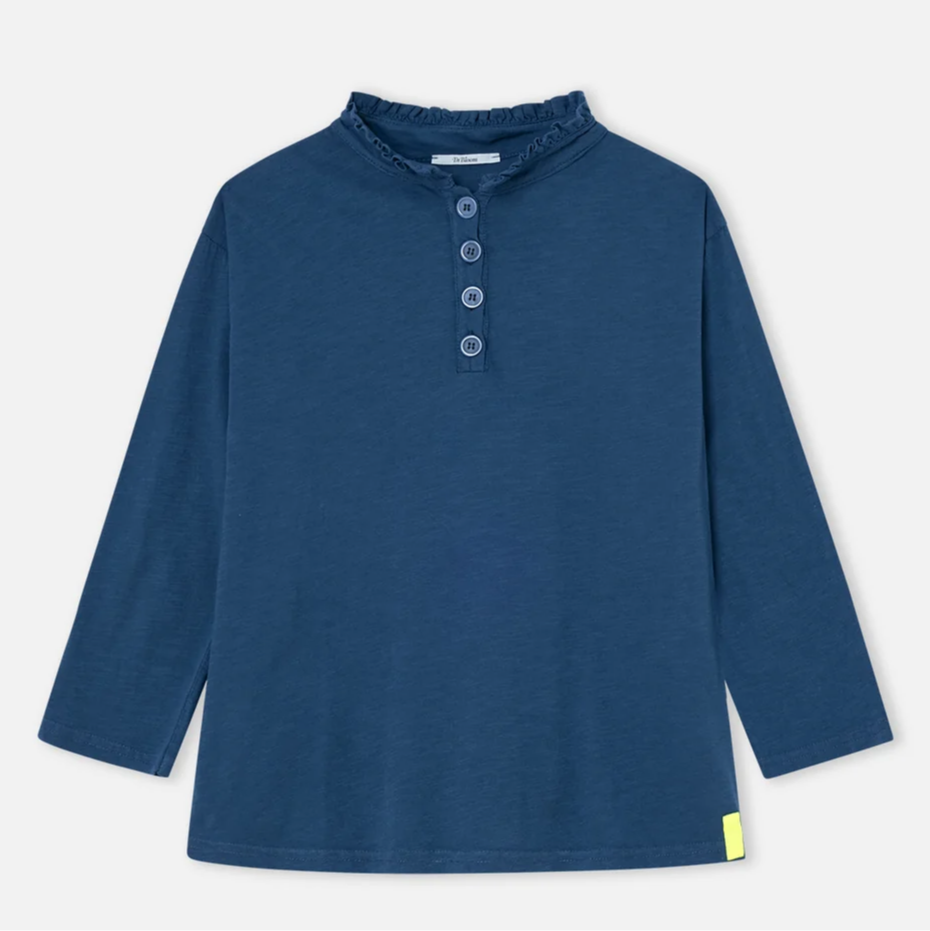 Navy Ruffle Blouse - size S/M