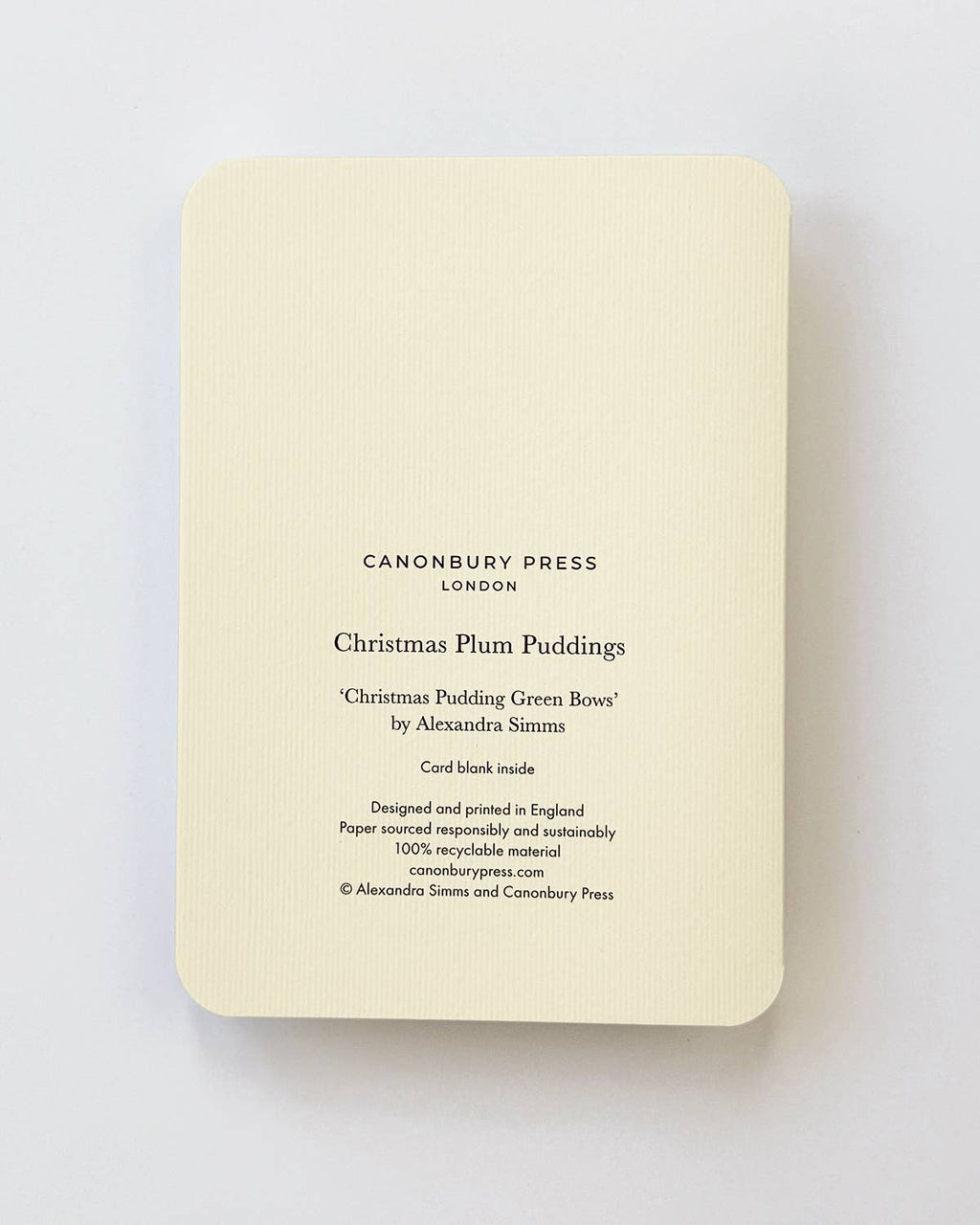 Christmas Plum Pudding Green Bows Greeting Card
