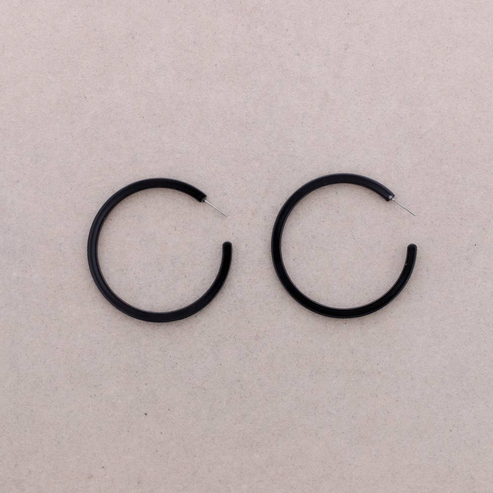 Black Resin Hoop Earrings
