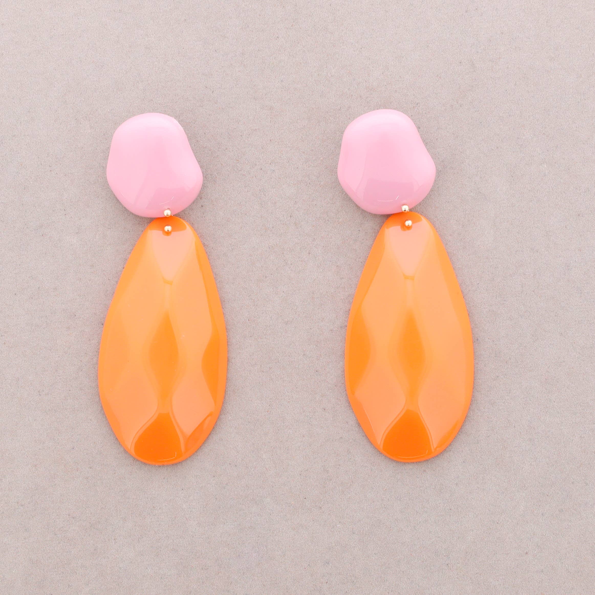 Orange & Pink Resin Beaded Earrings