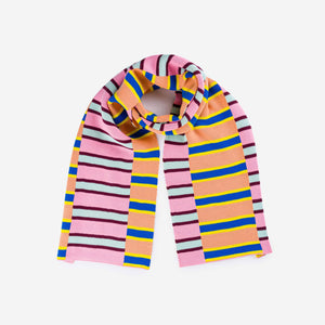 Zipper Stripe Big Scarf: Peach Cobalt