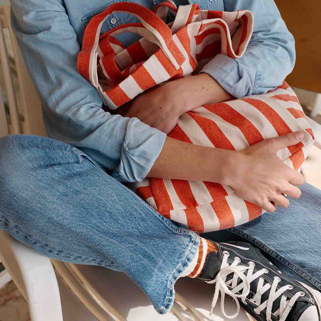Red Stripe Elizabeth Tote Bag