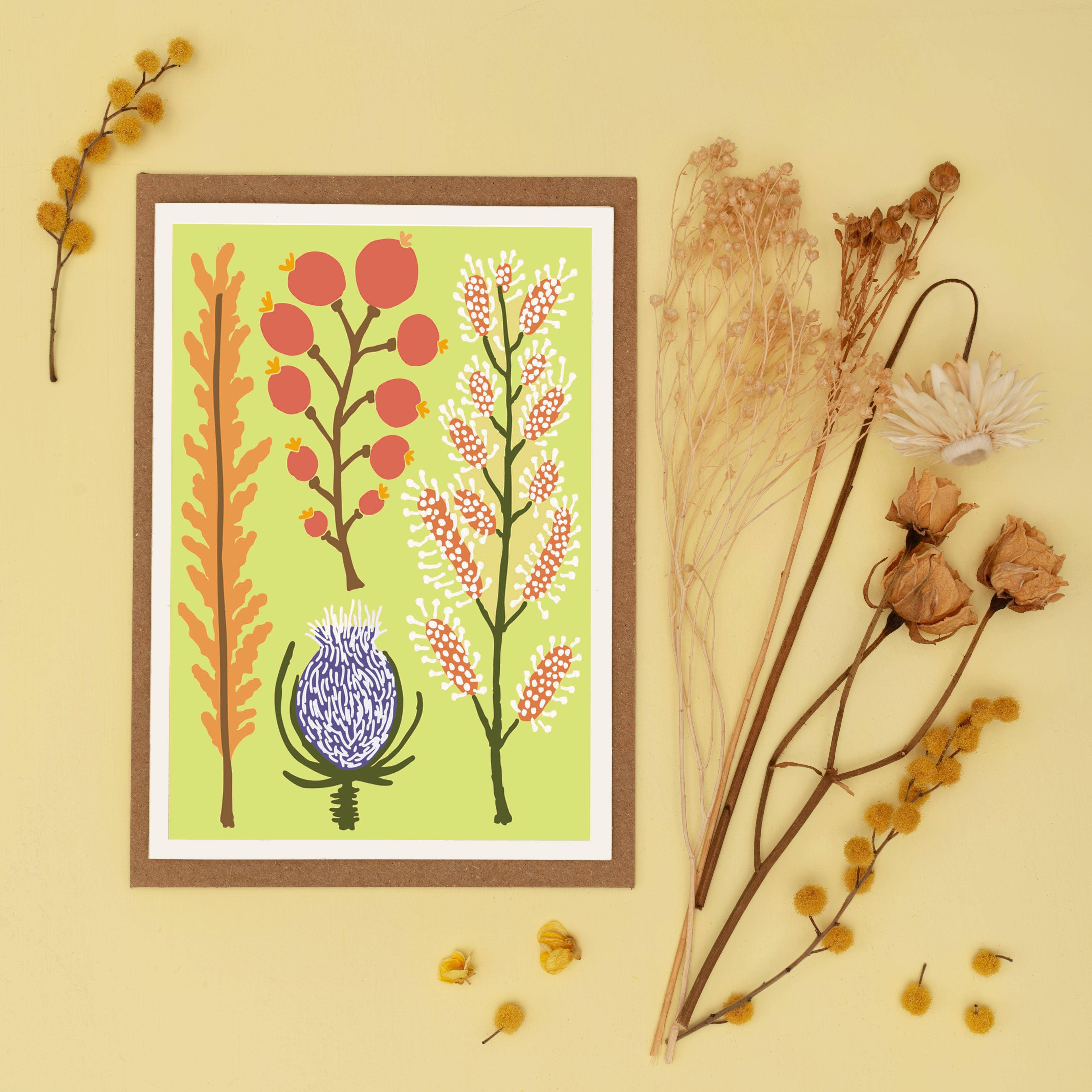 Yellow All Occasions Dried Flower Card