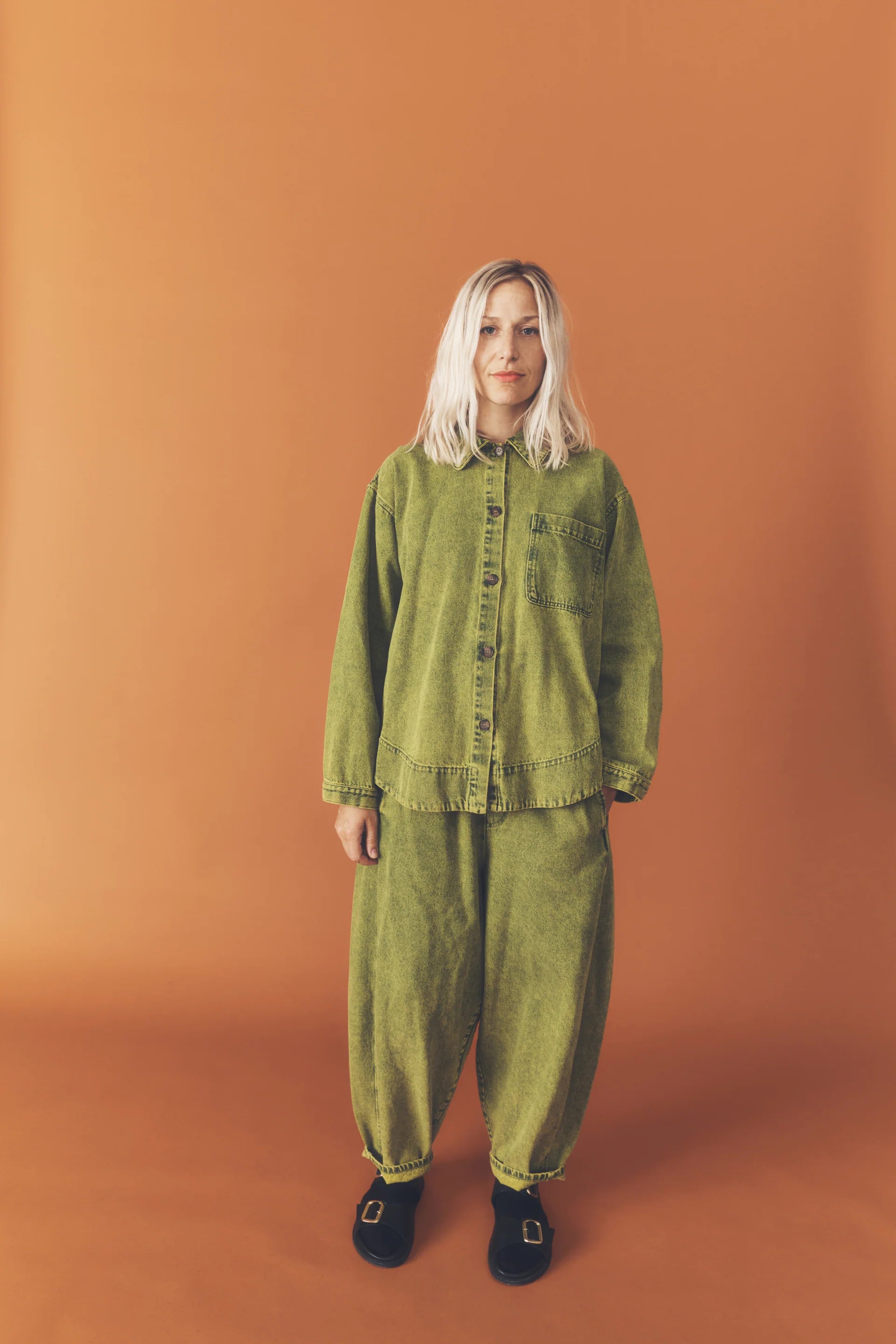 Acid Green Manu Overdye Denim Trousers