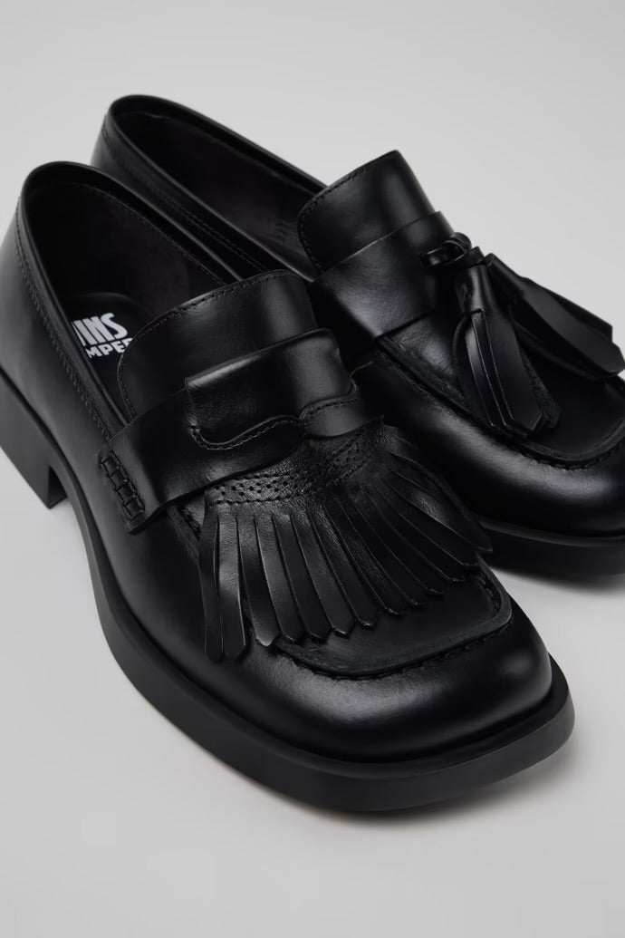 Twin Black Leather Loafers
