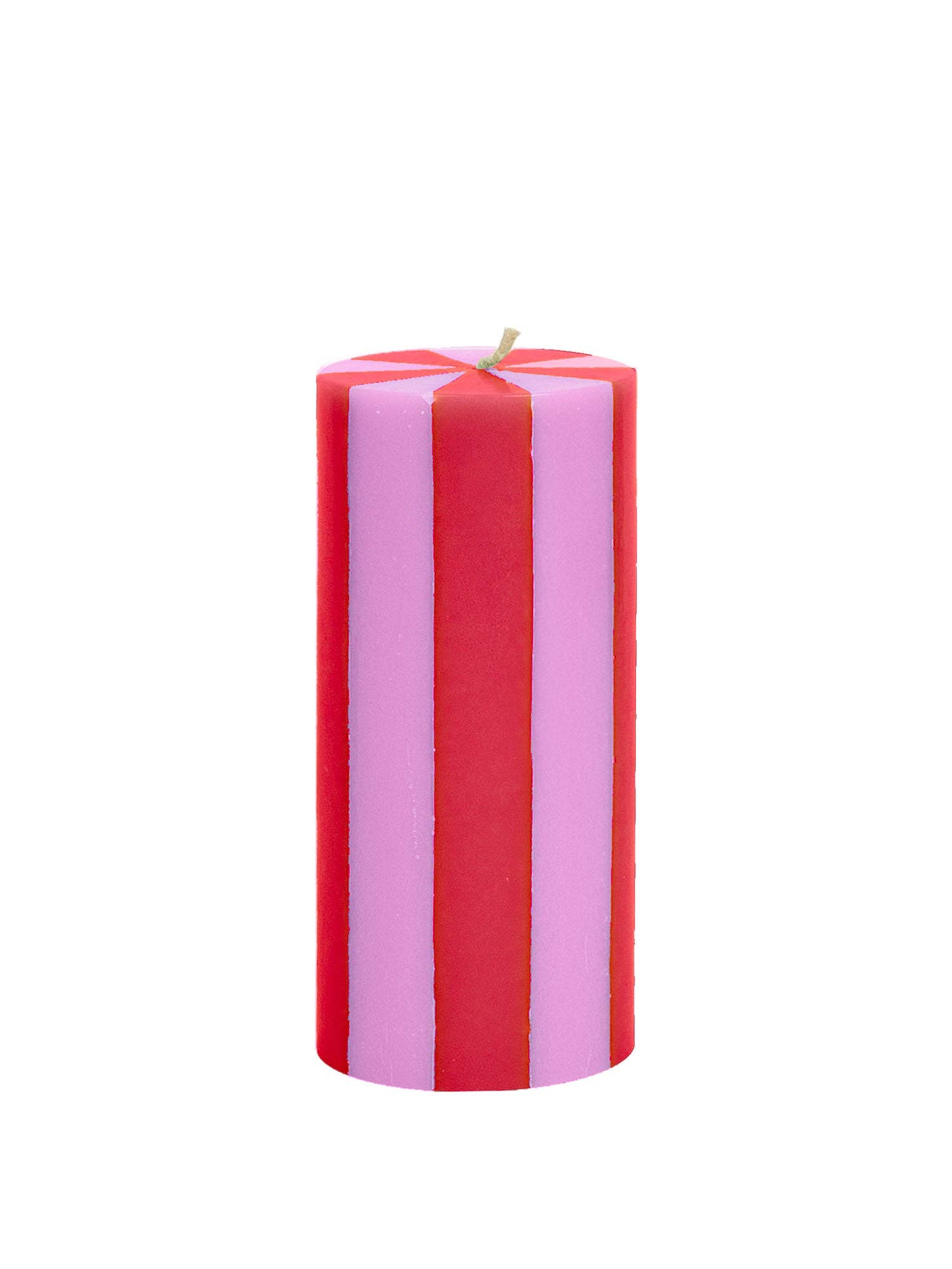 Red / Pink Stripe Pillar Candle (Medium)