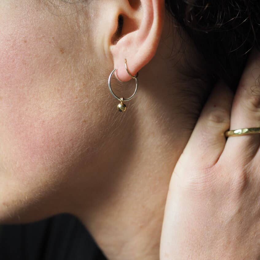 Mini Ball Brass and Silver Earrings