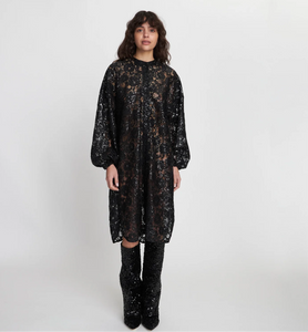 Lace Sequin Shirt Dress