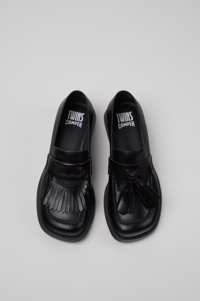 Twin Black Leather Loafers
