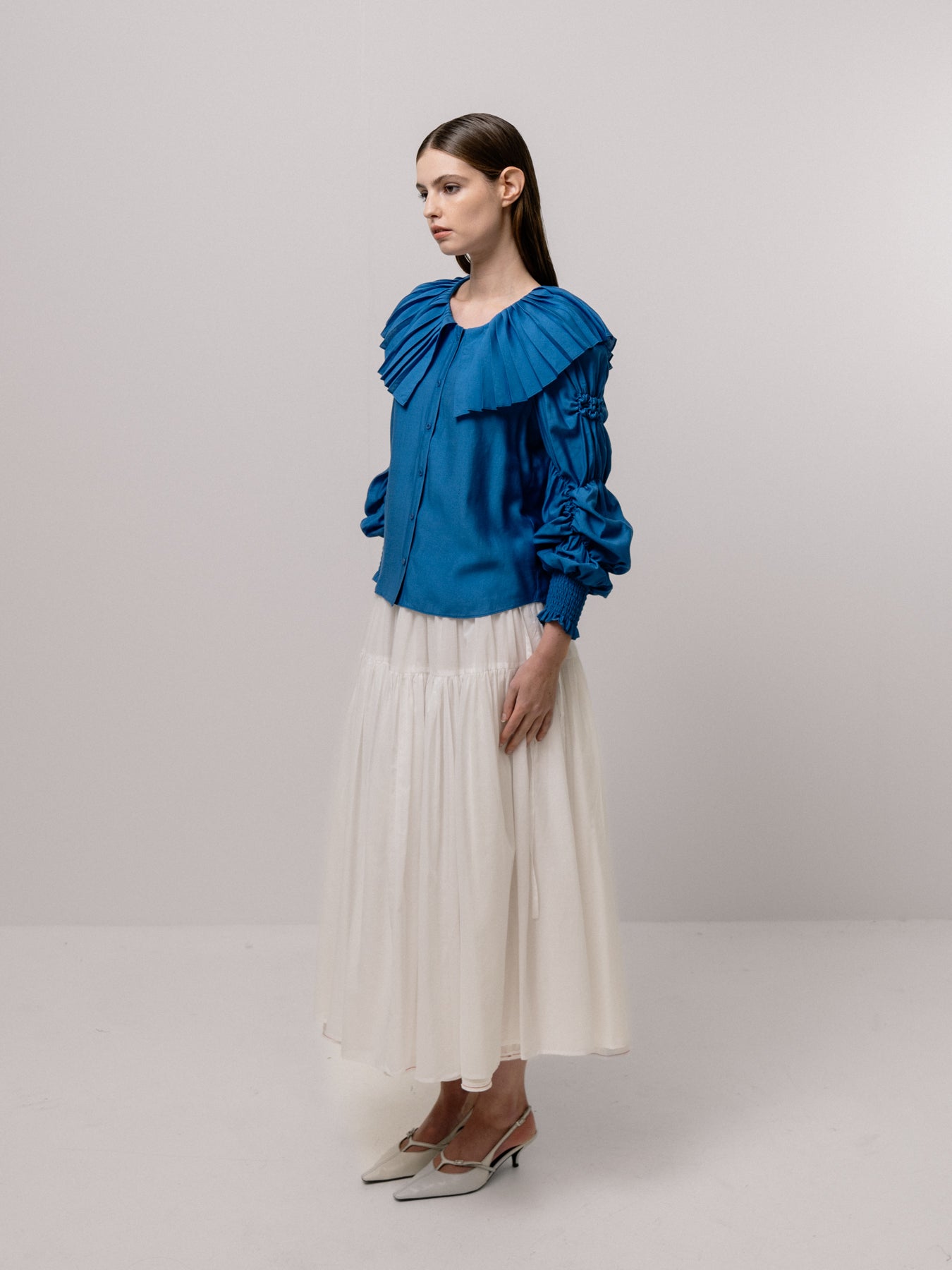 Blue Lapel Blouse