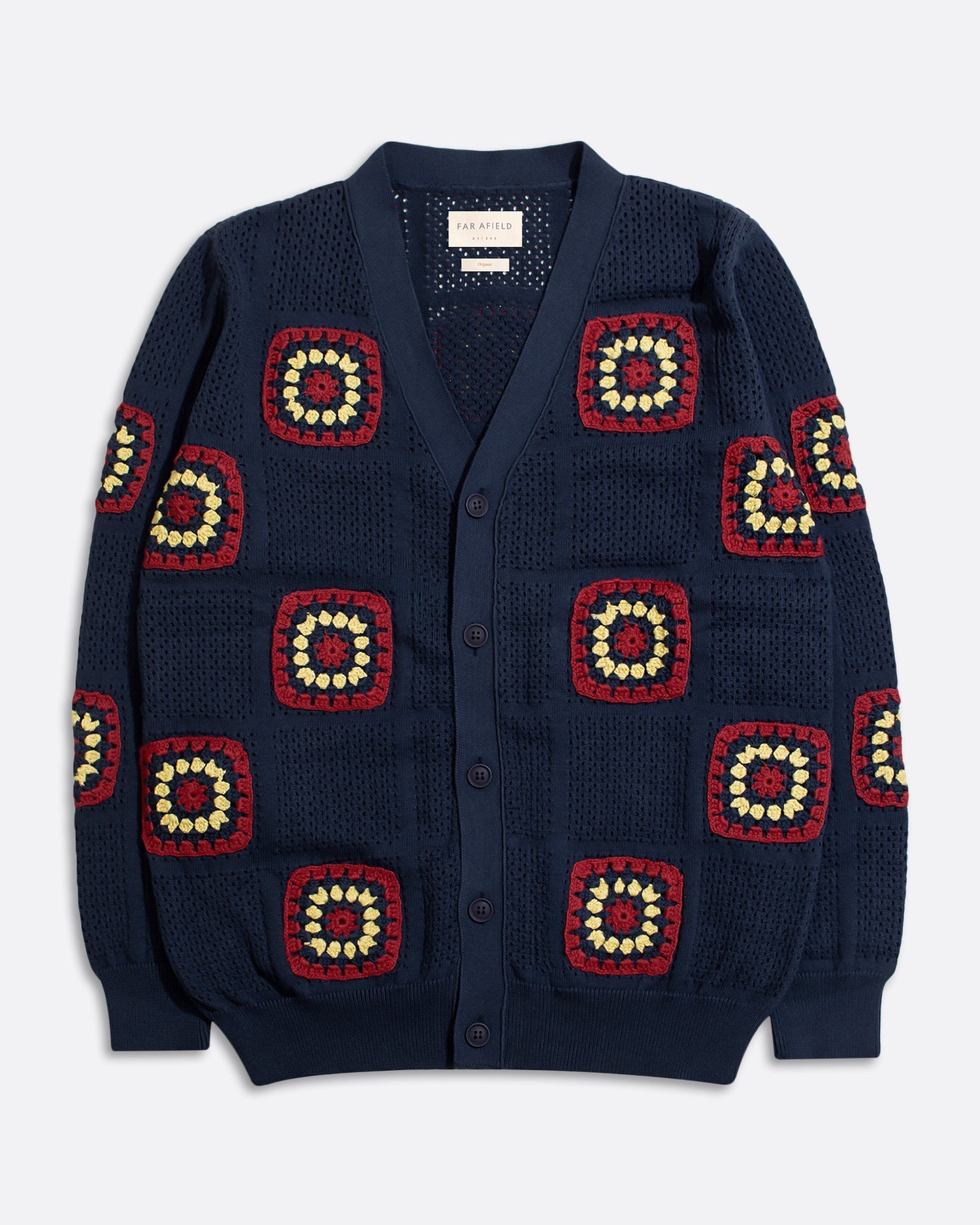 Navy Crochet Cardigan