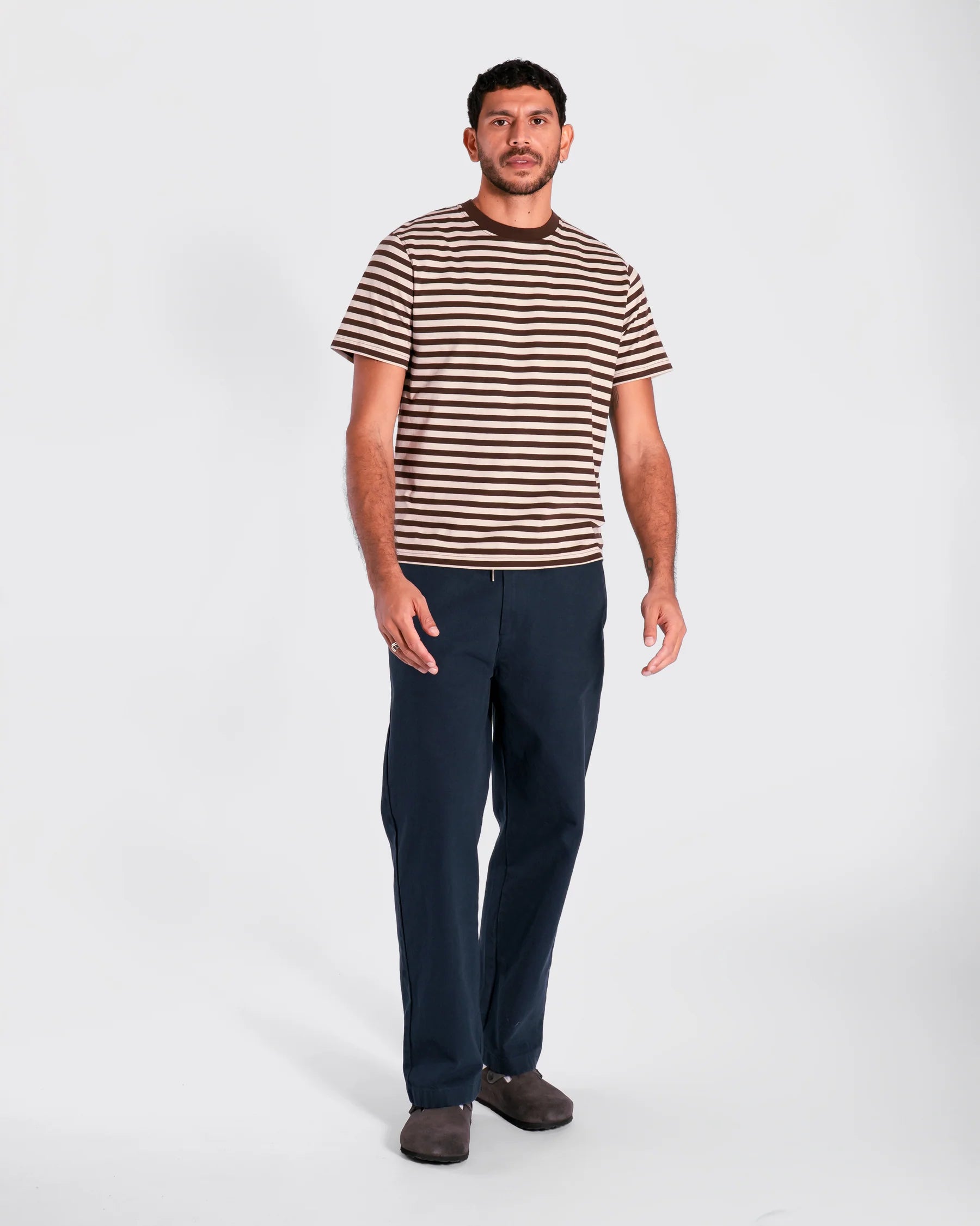Brown & Sand Breton Stripe T Shirt