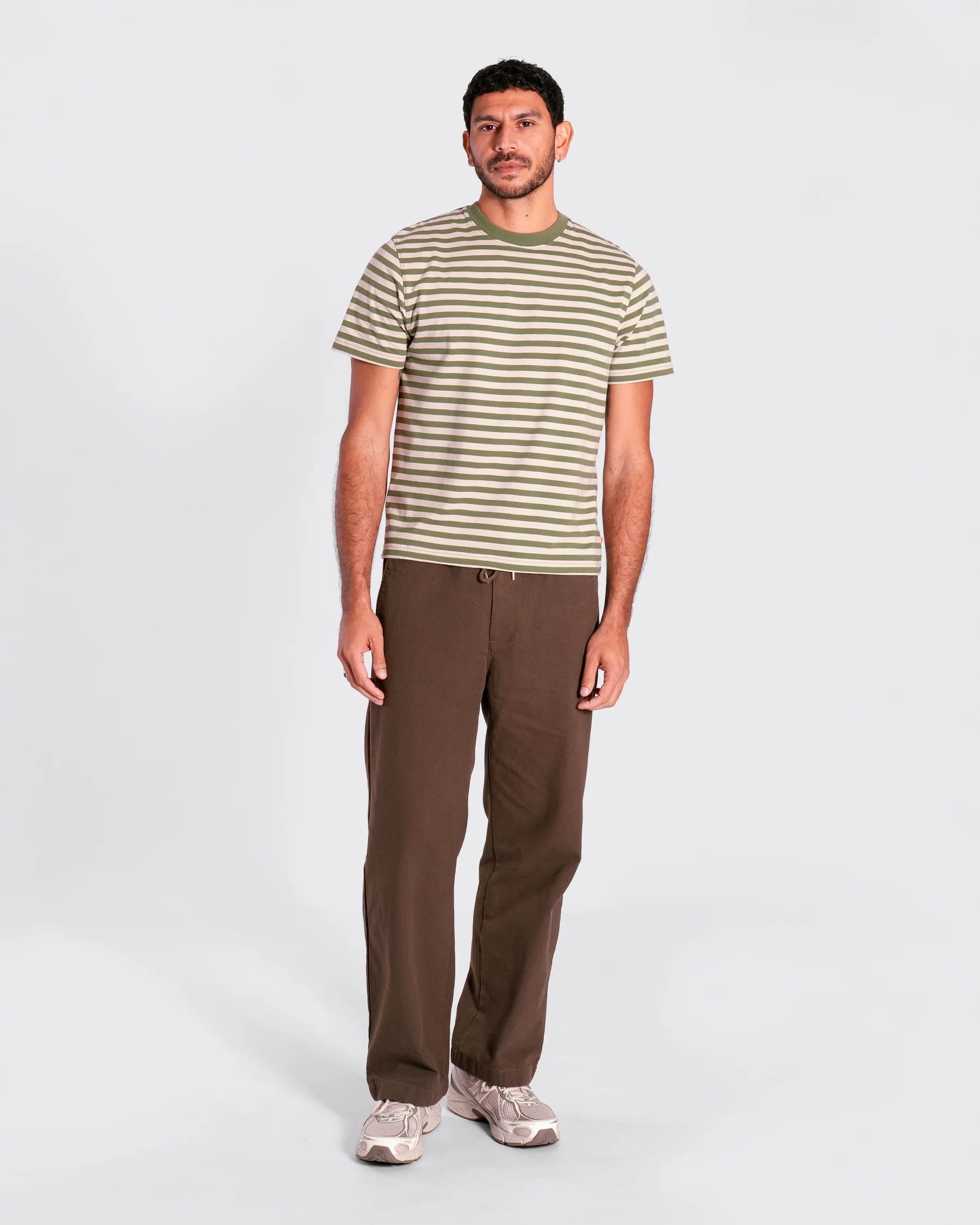 Green & Sand Breton Stripe T Shirt