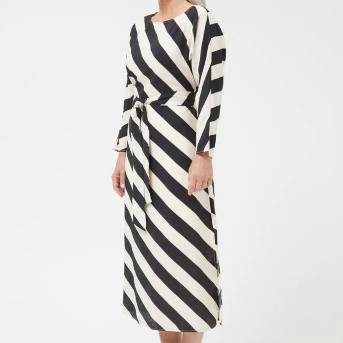 Long Sleeved Striped Midi Dress