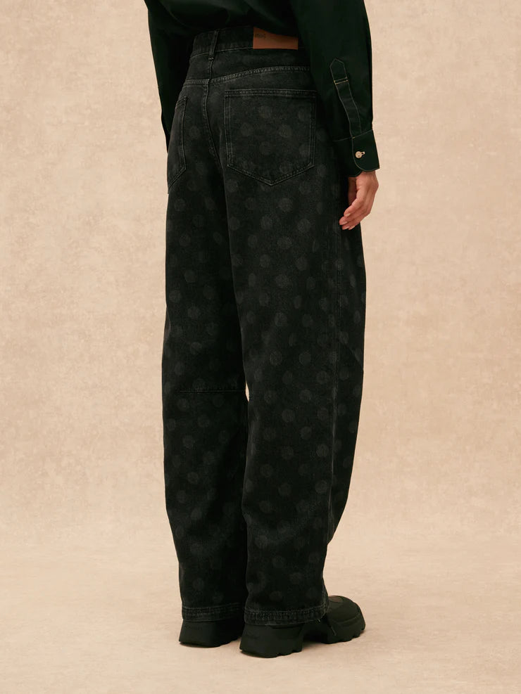 Black Denim Spot Barrel Jeans