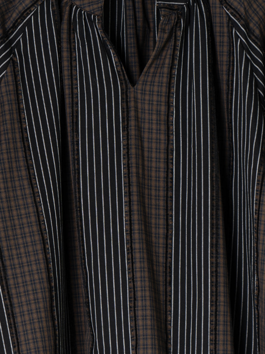 Volume Sleeve Blouse Brown Check