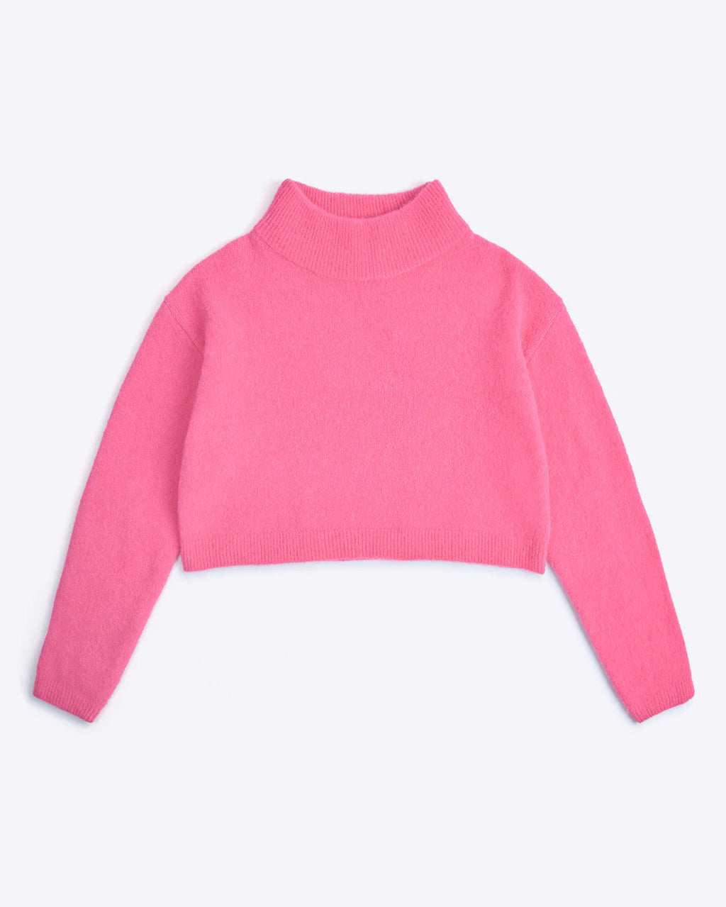 Pink Cropped Funnel Neck Jumper