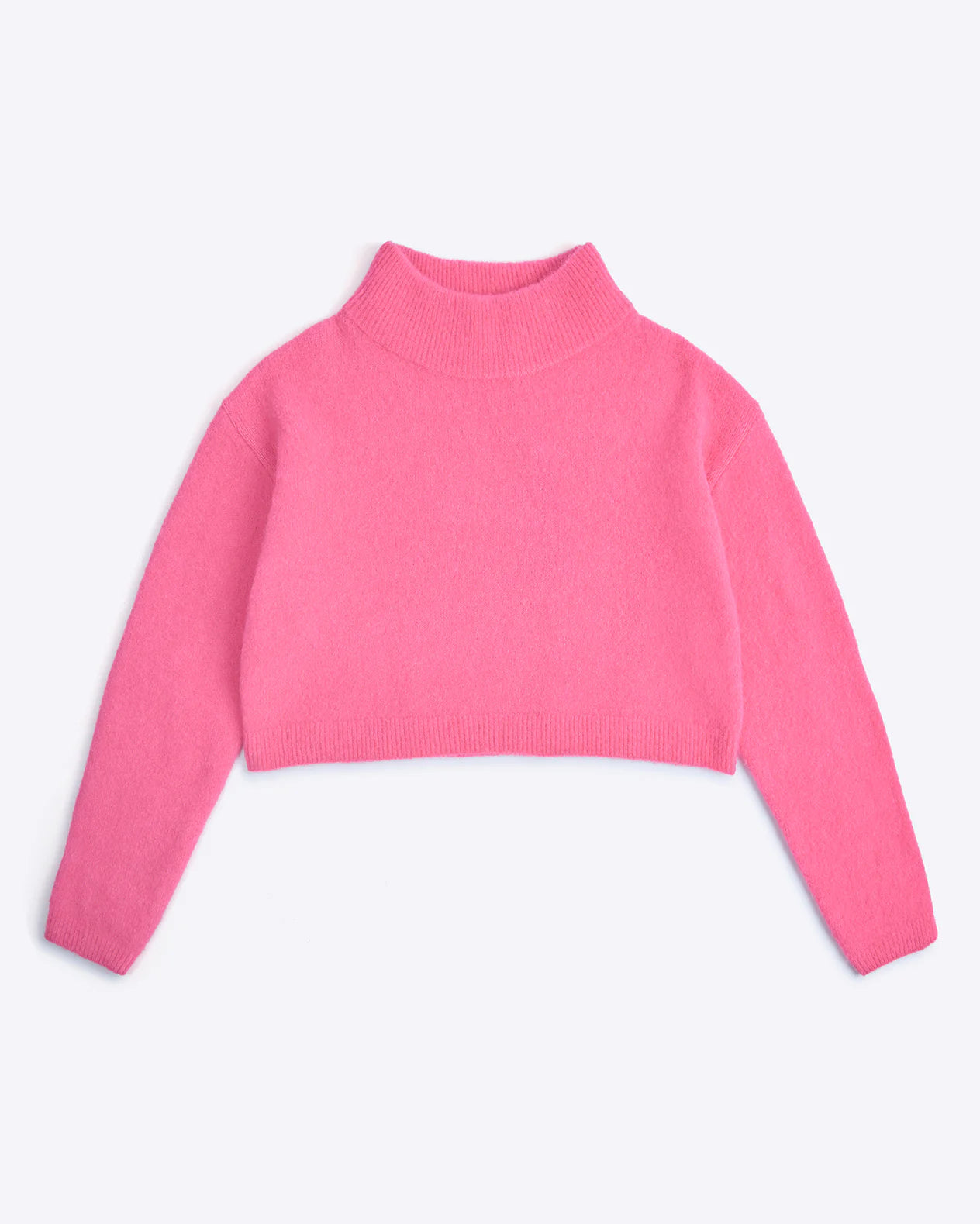 Pink Cropped Funnel Neck Jumper