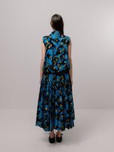 Blue Flower Single Tiered Skirt