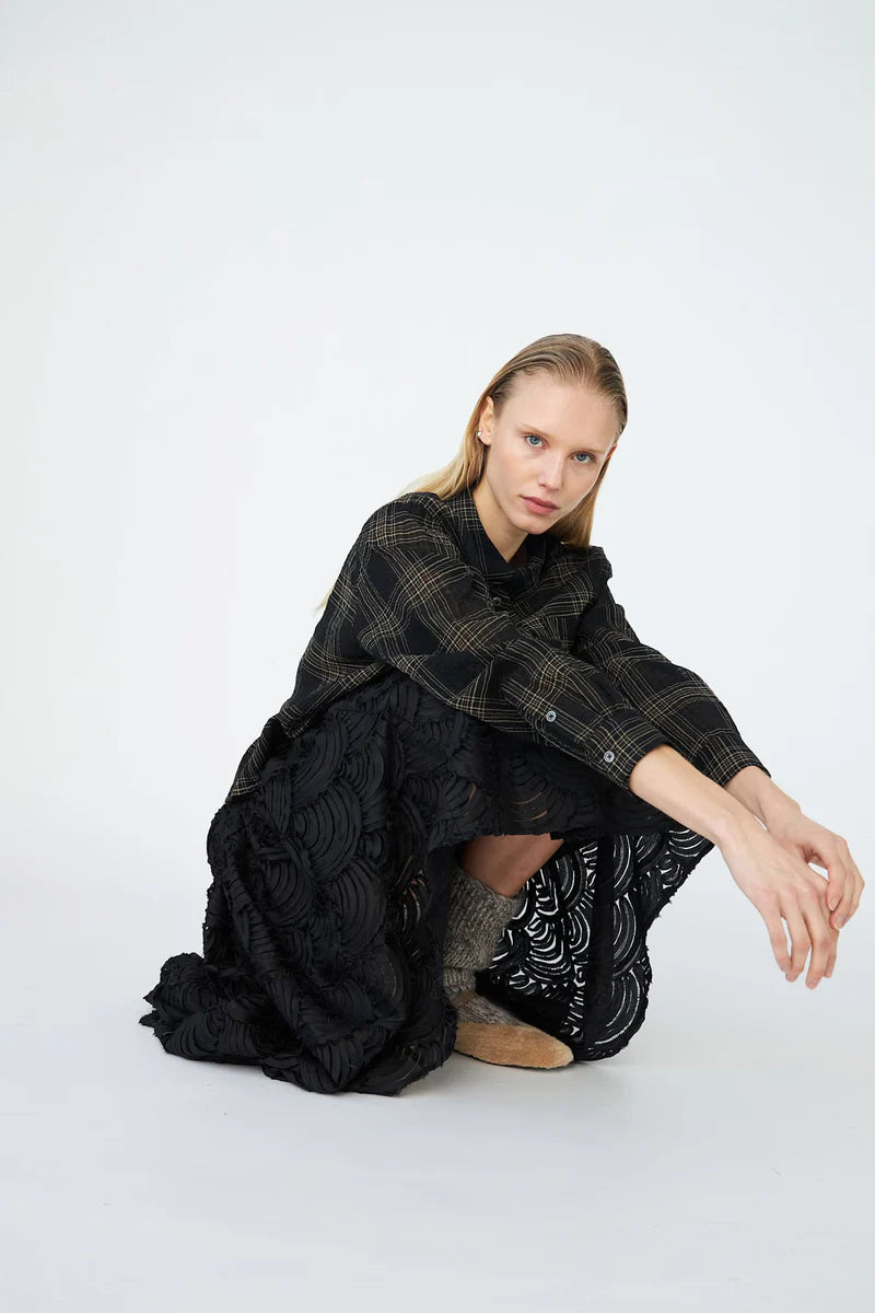 Textured Black Skirt