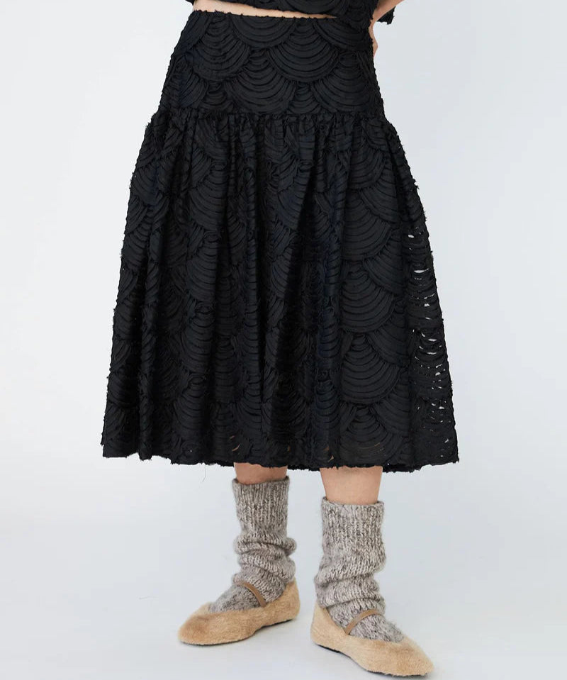 Textured Black Skirt