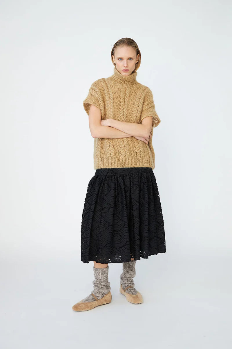 Textured Black Skirt